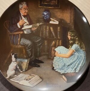 Norman Rockwell Art Plate with Blue and Brown Tones